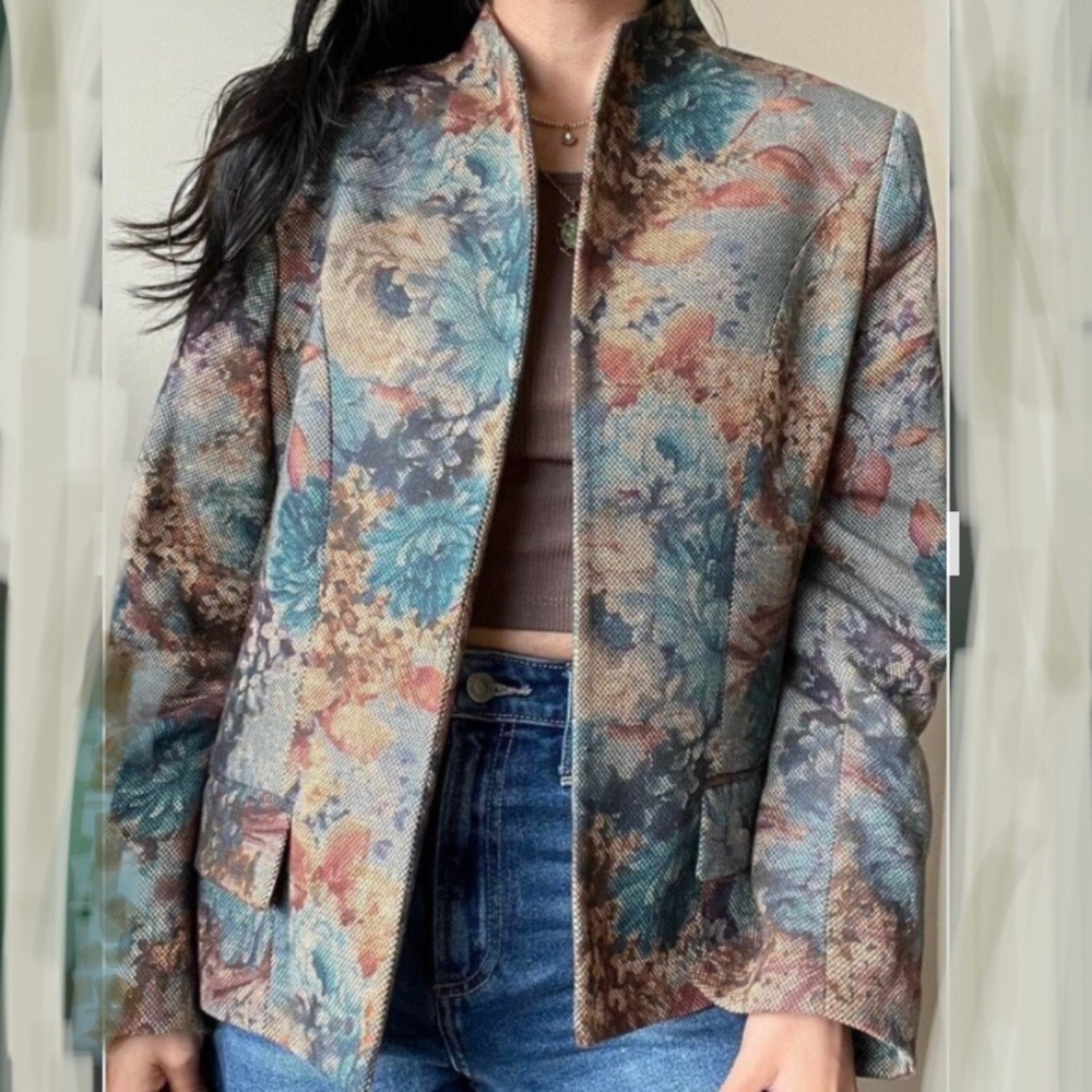 Austin Reed Vintage Floral Watercolor Women's Blazer Jacket